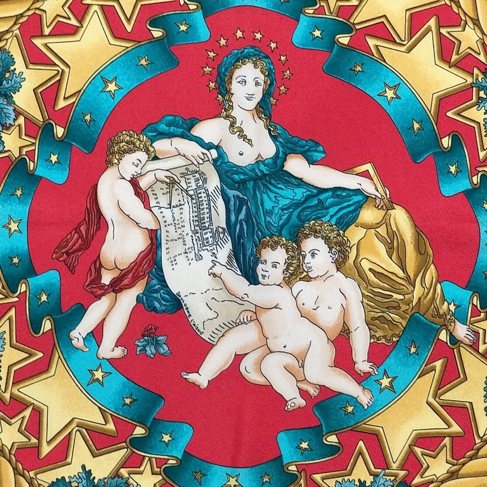 Authentic  Hermes scarf Carre 90 Reds Silk100% - Picture 8 of 10